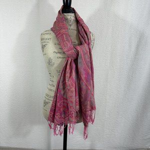 Pink Paisley Print Large Scarf Neck Wrap Shawl